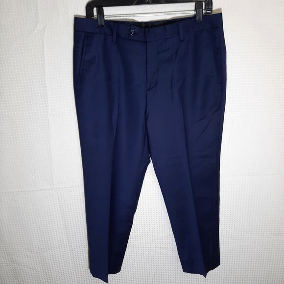 Carducci 38x30 Wool Dress Pants Men Navy Slim Stretch Formal Made in Europe - Picture 1 of 5
